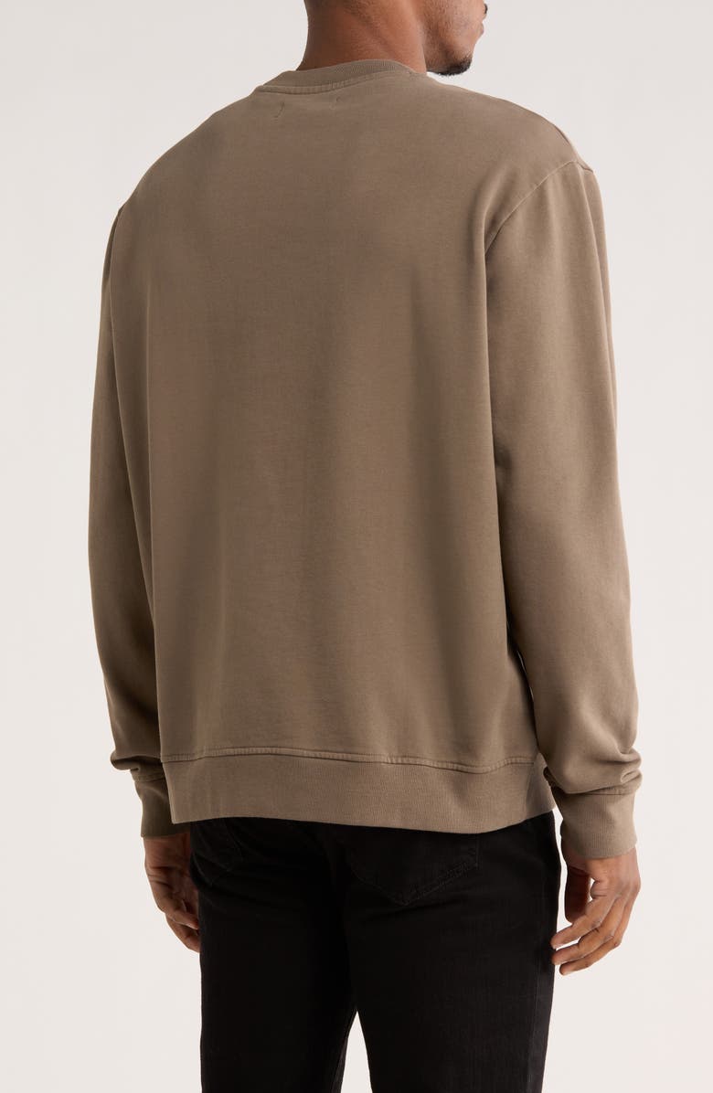 AllSaints Burman Crewneck Cotton Sweatshirt, Alternate, color, Cage Brown
