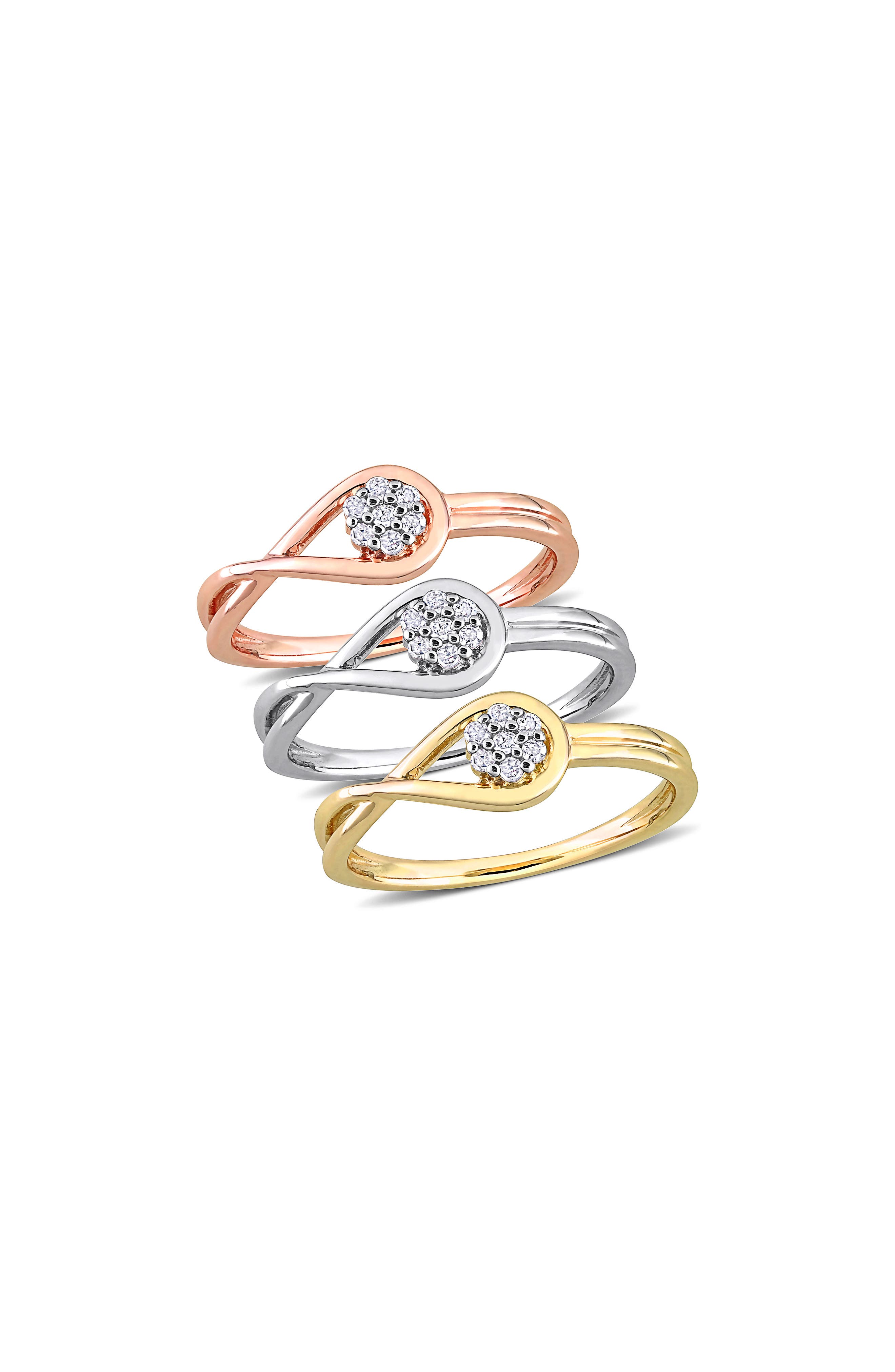 DELMAR Set Of 3 Infinity Diamond Rings - 0.21ct.
