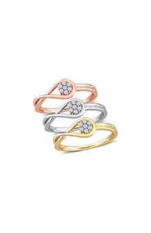 DELMAR Set Of 3 Infinity Diamond Rings - 0.21ct.