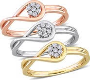 DELMAR Set Of 3 Infinity Diamond Rings - 0.21ct.