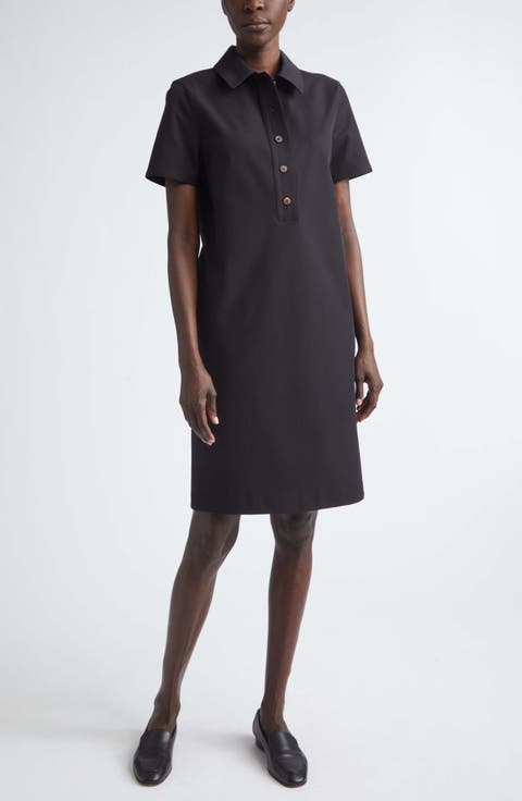 Short Sleeve Twill A-Line Polo Dress