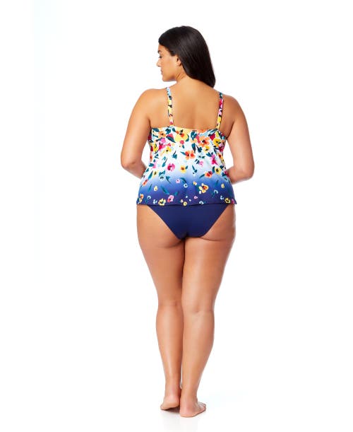Anne Cole Plus Plus Riviera Floral Easy Triangle Tankini Swim Top In Gradient Floral