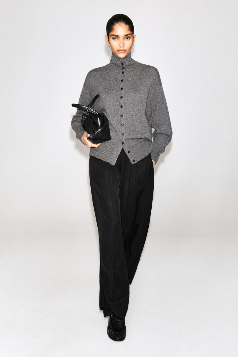 Elasticated Twill Straight-Leg Pants, Alternate, color, BLACK