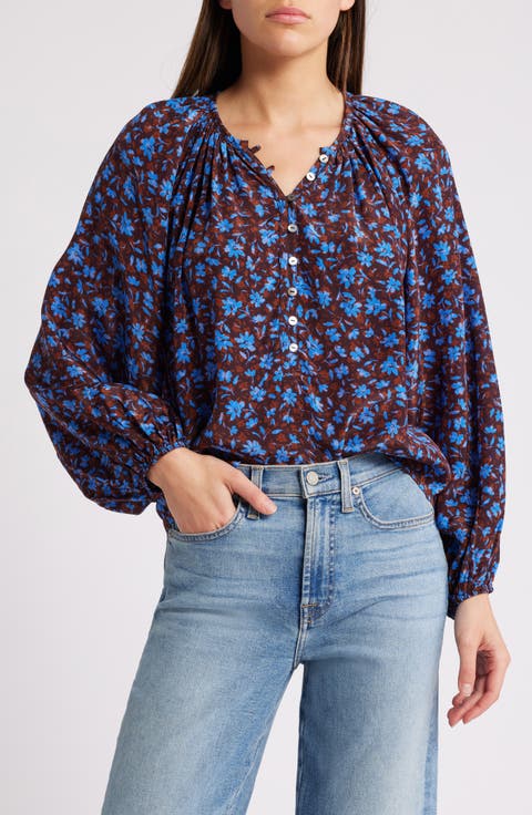 Indi Floral Cotton Balloon Sleeve Top