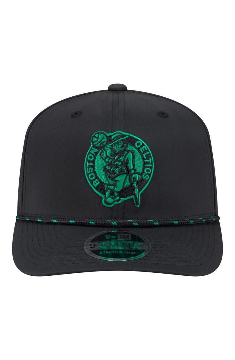 New Era Men's New Era Black Boston Celtics Sport Rope Vented Stretch-Snap 9SEVENTY Hat, Alternate, color, Black