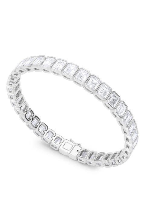 Emerald Cut Lab Created Diamond Tennis Bracelet