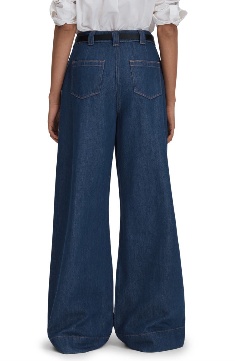 Reiss Olivia High Waist Wide Leg Jeans, Alternate, color, Dark Blue