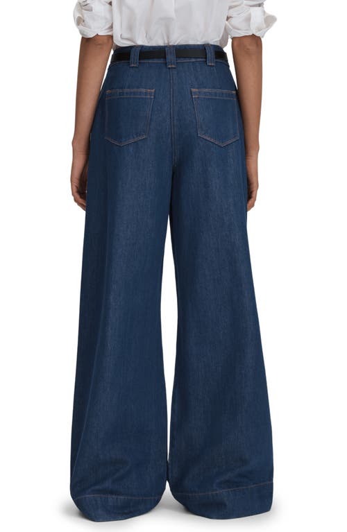 Reiss Olivia High Waist Wide Leg Jeans In Dark Blue