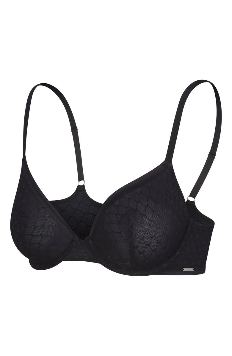 SAVAGE X FENTY Show 'N Tell Mesh Unlined Demi Bra, Alternate, color, Black Caviar