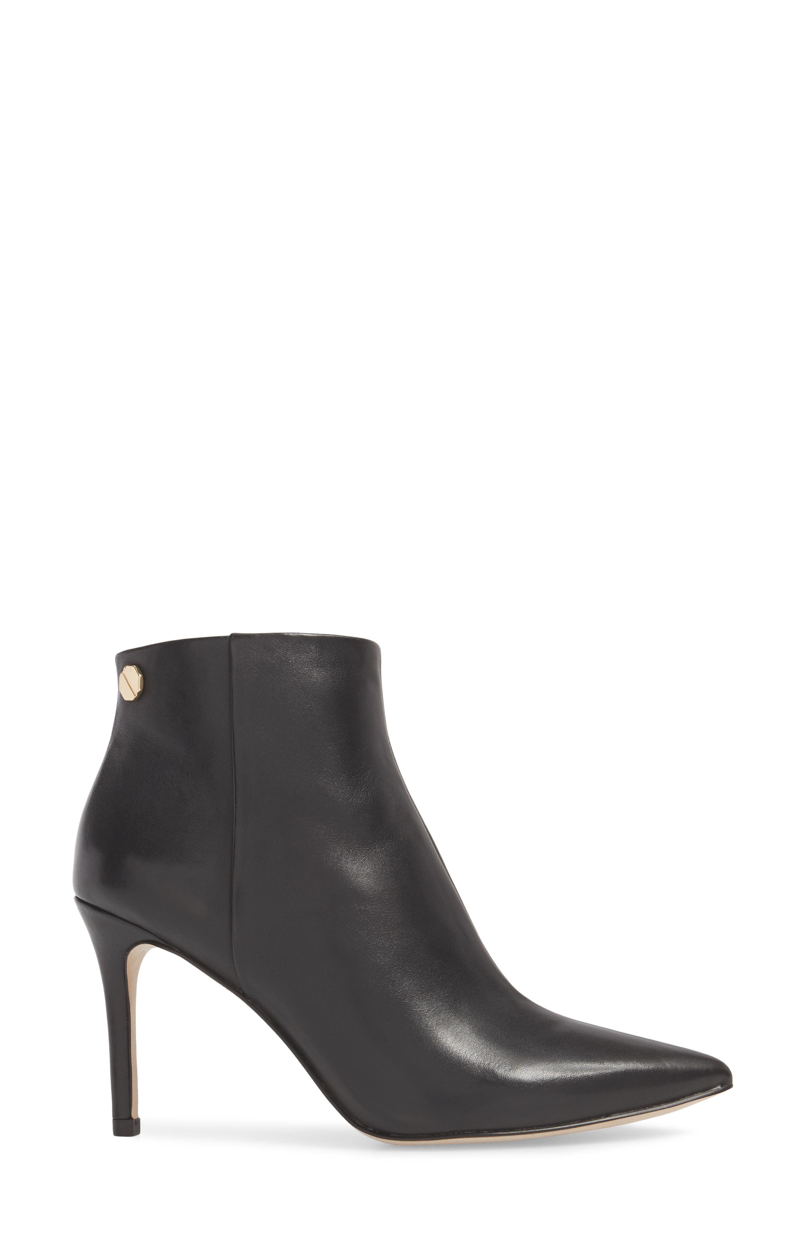 Sonya Pointy Toe Bootie, Alternate, color, BLACK LEATHER