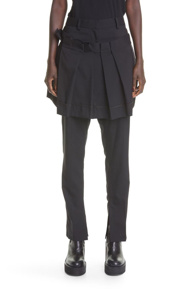 Skirt Front Suit Pants, Main, color, BLACK
