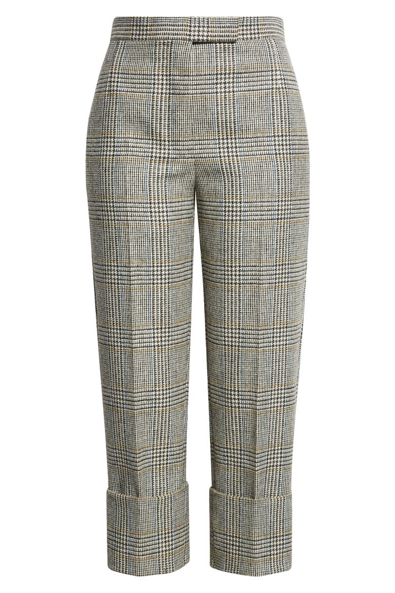 Pow Glen Plaid Hunting Tweed Crop Backstrap Trousers, Alternate, color, BLACK/ WHITE