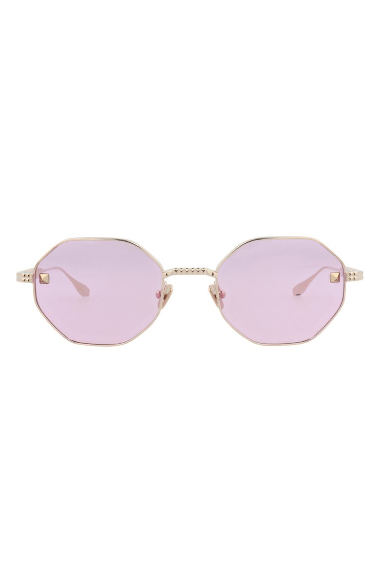 Valentino 50mm Geometric Sunglasses, Main, color, Gold Gold Pink