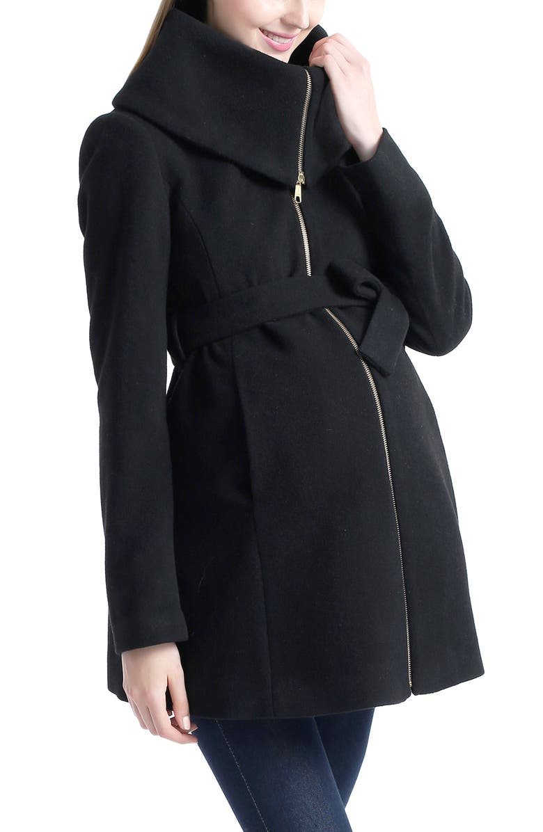 Kimi & Kai Mia Maternity Wool Coat, Alternate, color, Black