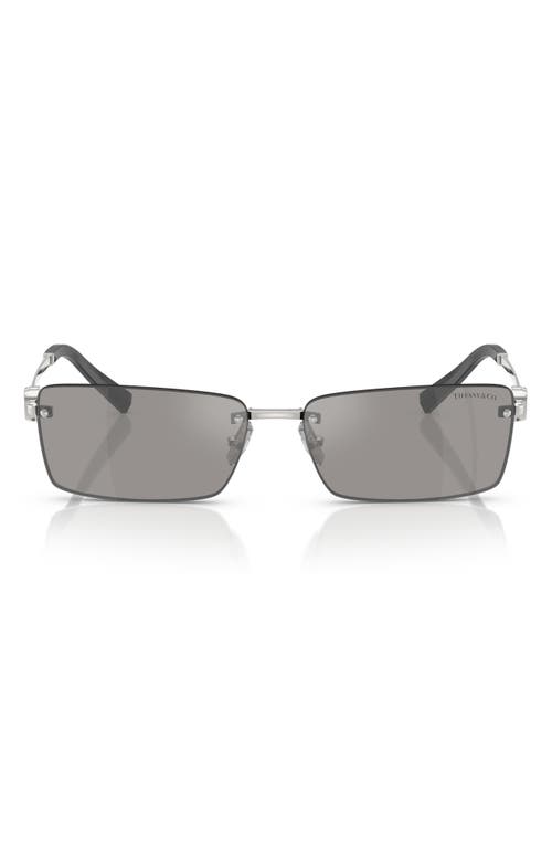 Tiffany & Co . 60mm Rectangular Sunglasses In Silver