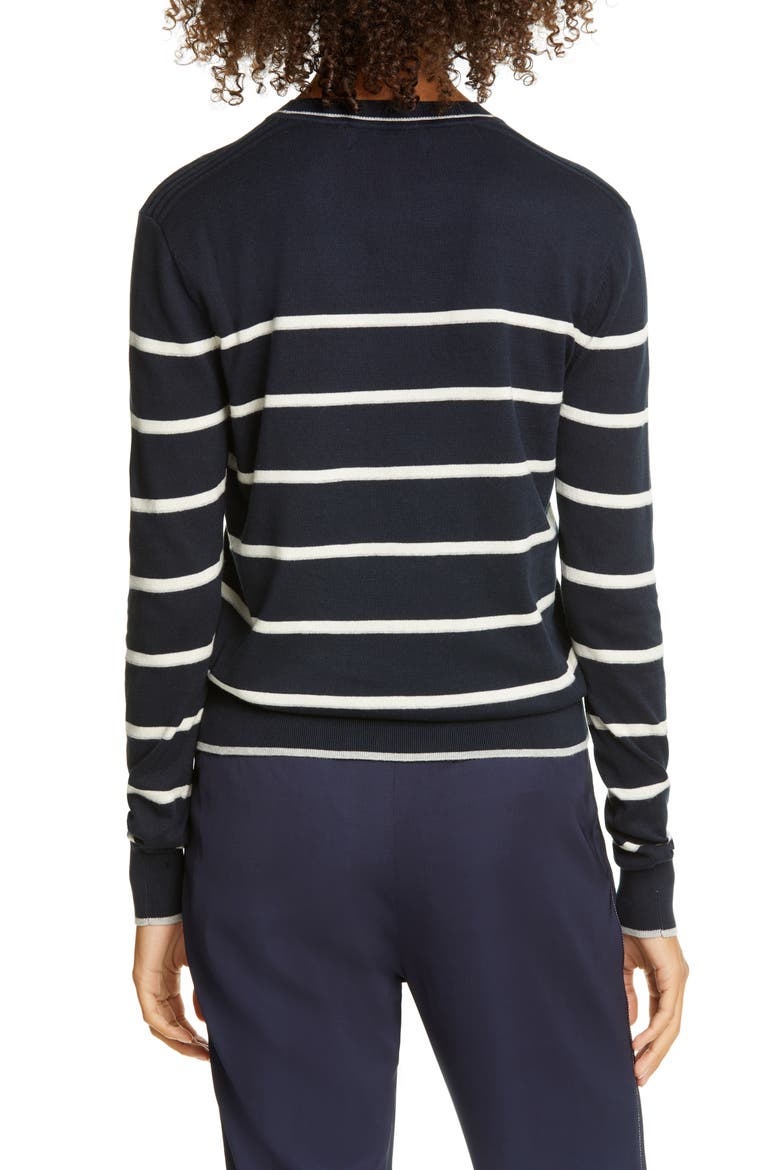 Neat Stripe Cotton Sweater, Alternate, color, NAVY WITH WHITE