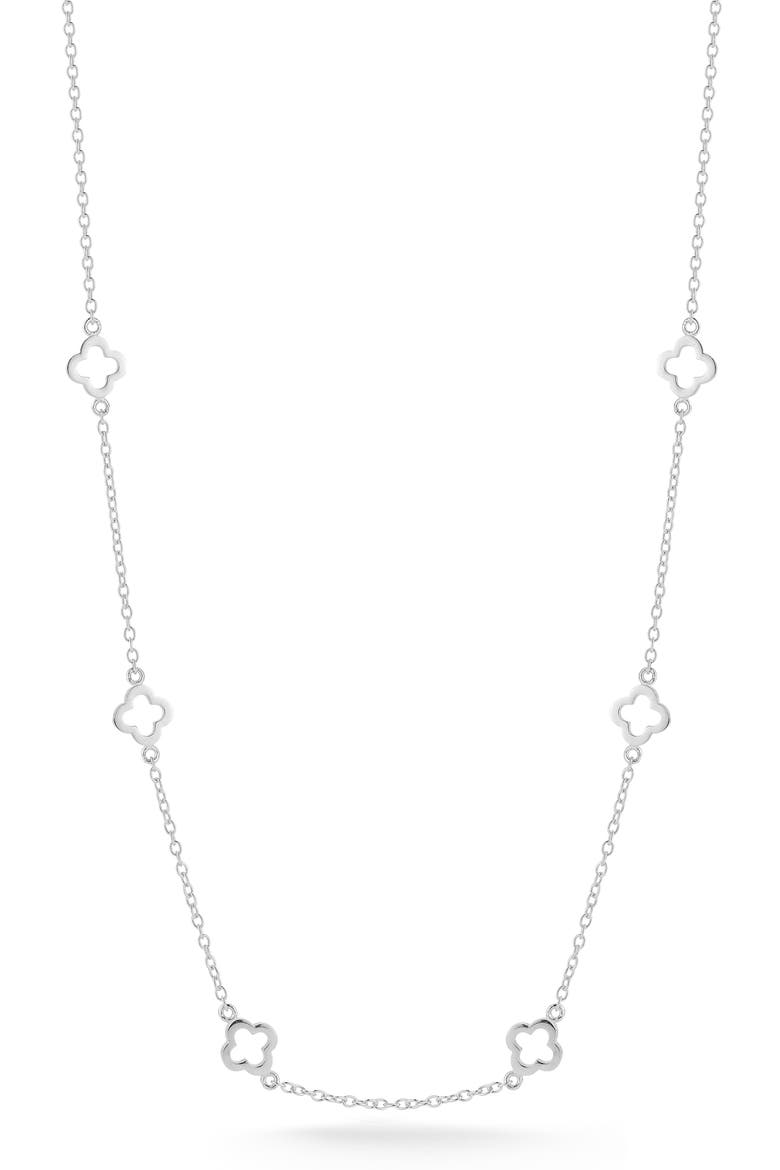 Clover Station Necklace, Main, color, SILVER
