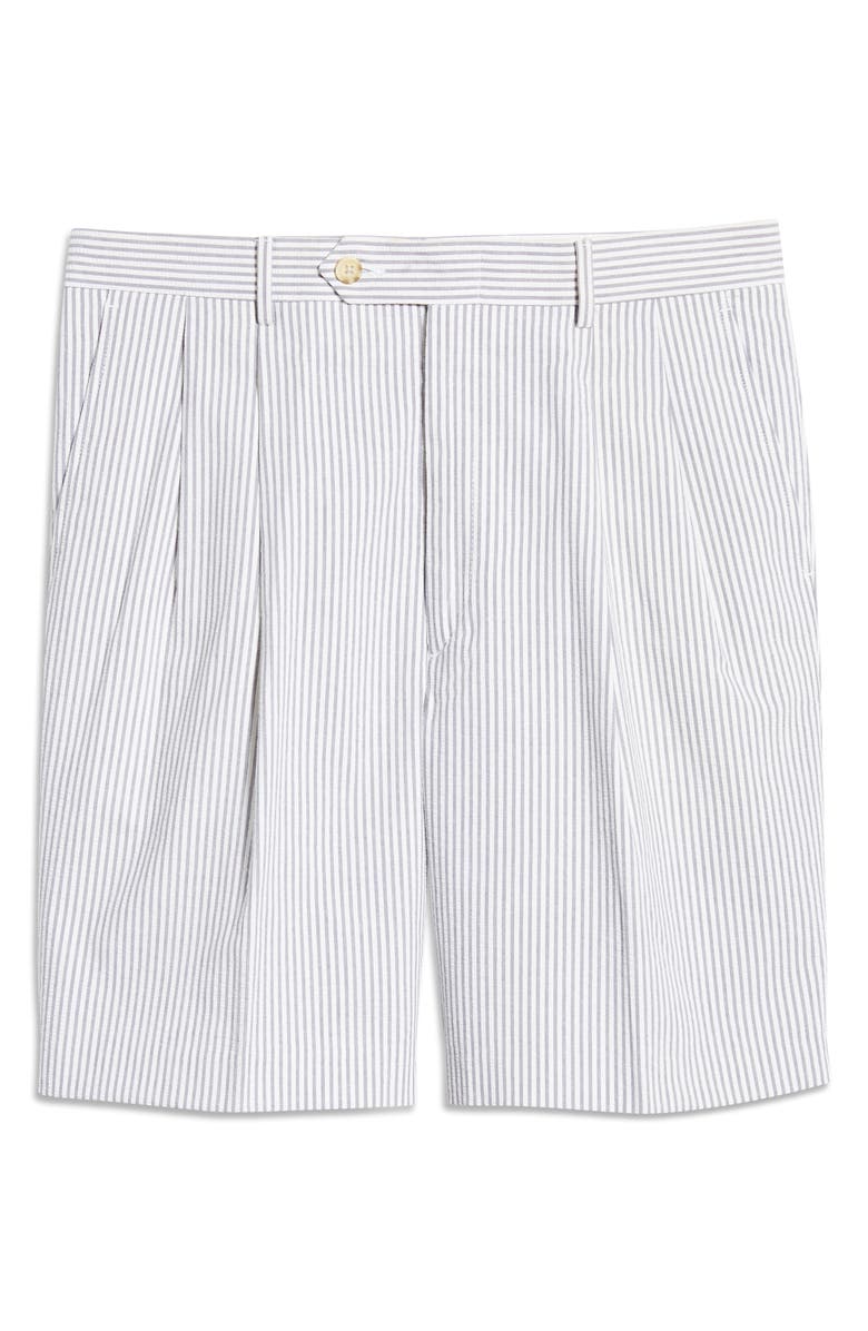 Berle Pleated Seersucker Shorts, Alternate, color, Grey