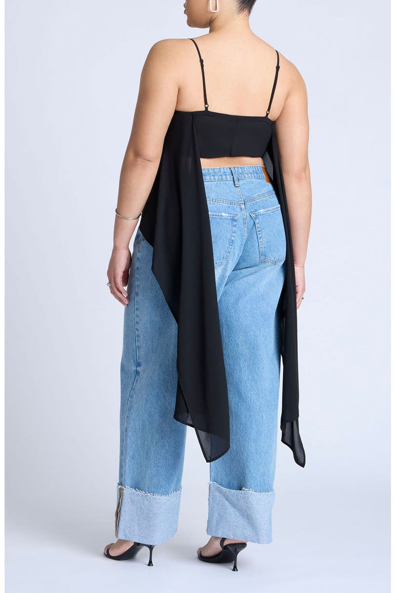 Cascading Crop Top, Alternate, color, BLACK