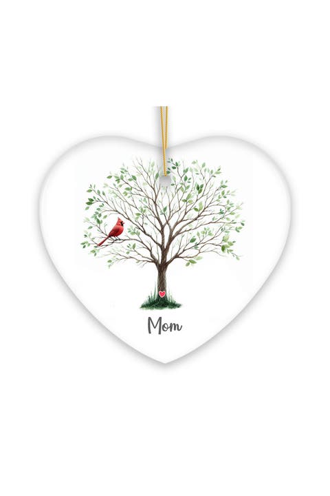 Cardinal Memory Tree Heart Ornament - Mom Version