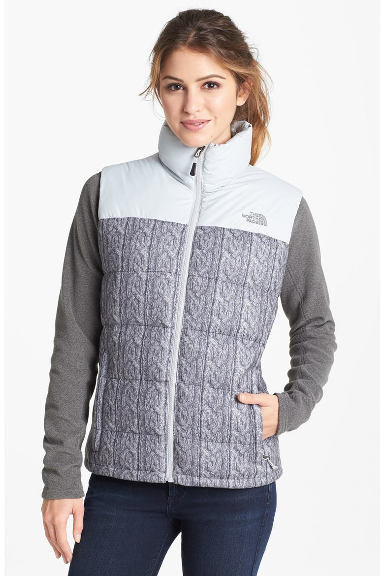 'Nuptse' Cable Print Down Vest, Main, color, HIGH RISE GREY CABLE PRINT