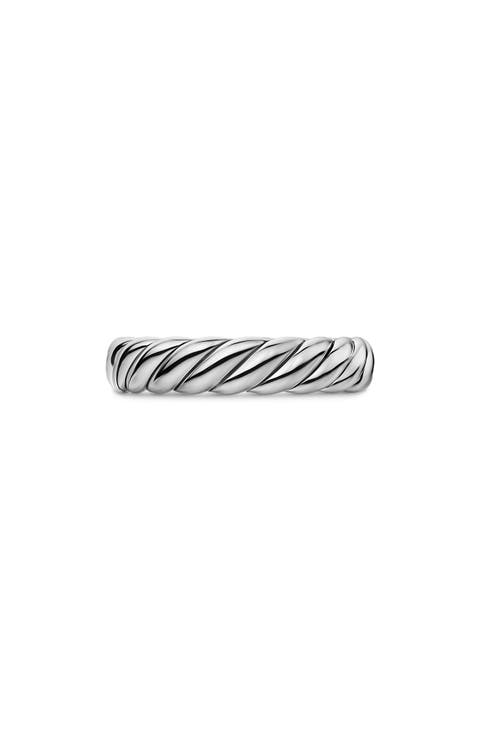 Sculpted Cable Band Ring in Sterling Silver