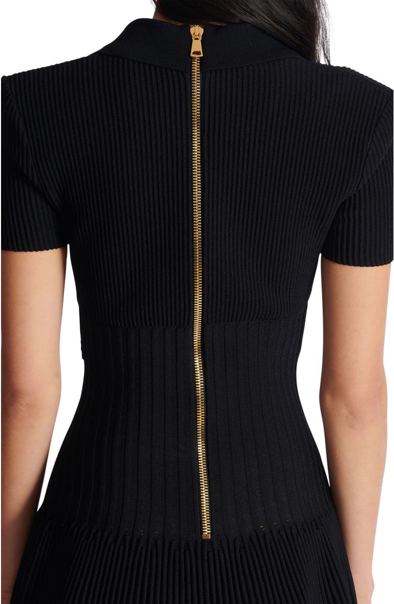 Balmain Flared knit dress, Alternate, color, Black