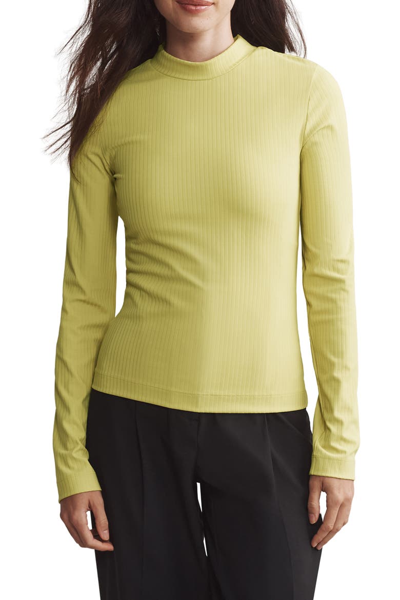 Modern Rib Mock Neck Knit Top, Main, color, CHARTREUSE