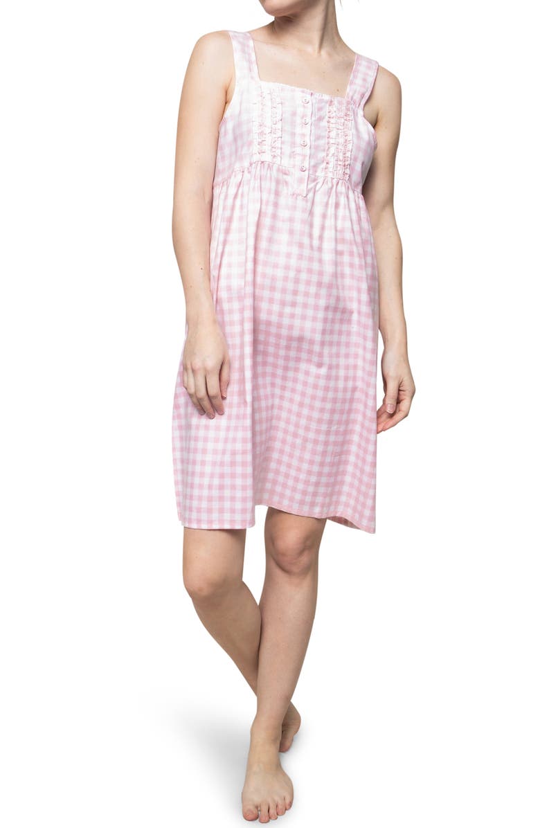 Petite Plume Women's Gingham Cotton Nightgown, Main, color, 