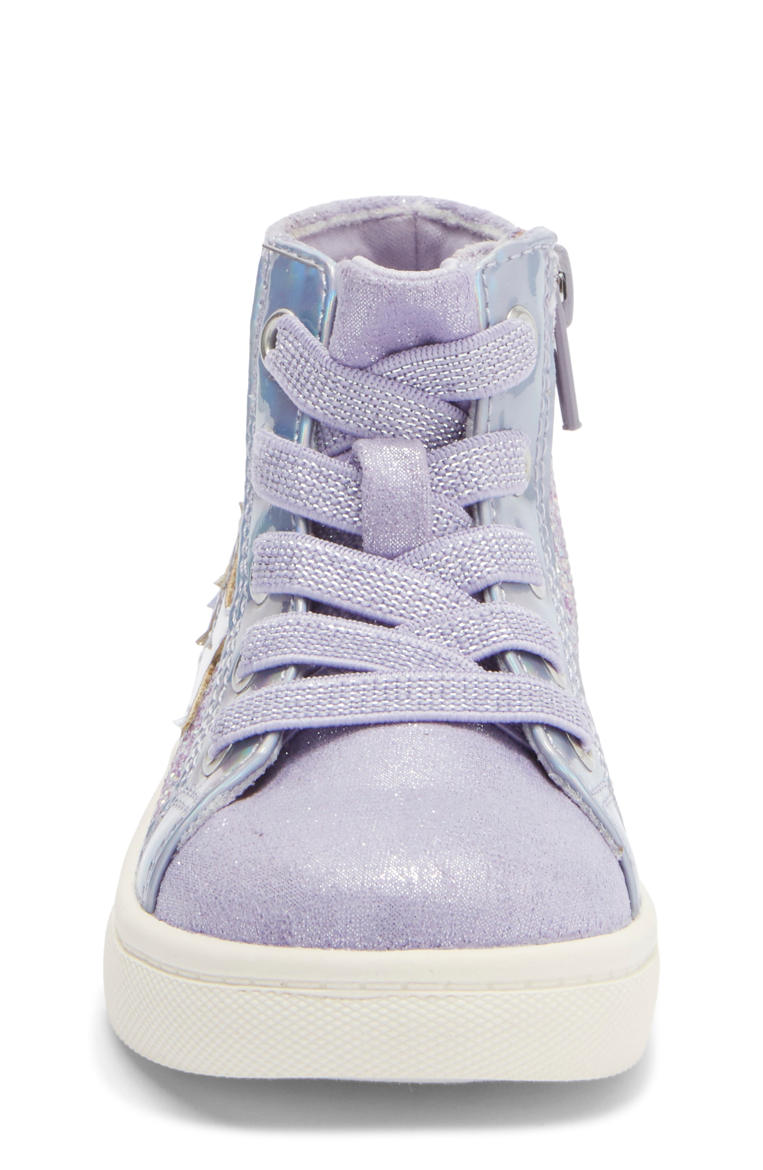 Harper Canyon Kids' Aimie High Top Sneaker, Alternate, color, Purple Glitter