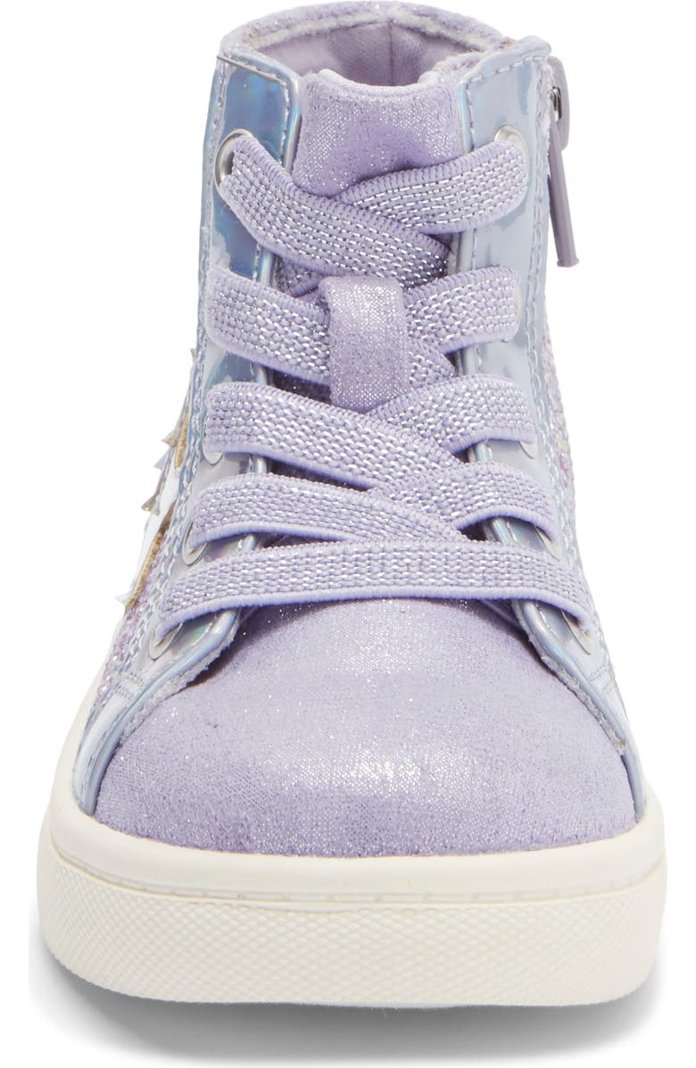 Harper Canyon Kids' Aimie High Top Sneaker, Alternate, color, Purple Glitter