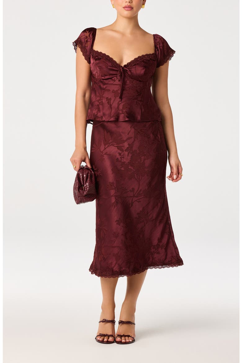 Vanessa Lace Trim Jacquard Top, Alternate, color, MULBERRY