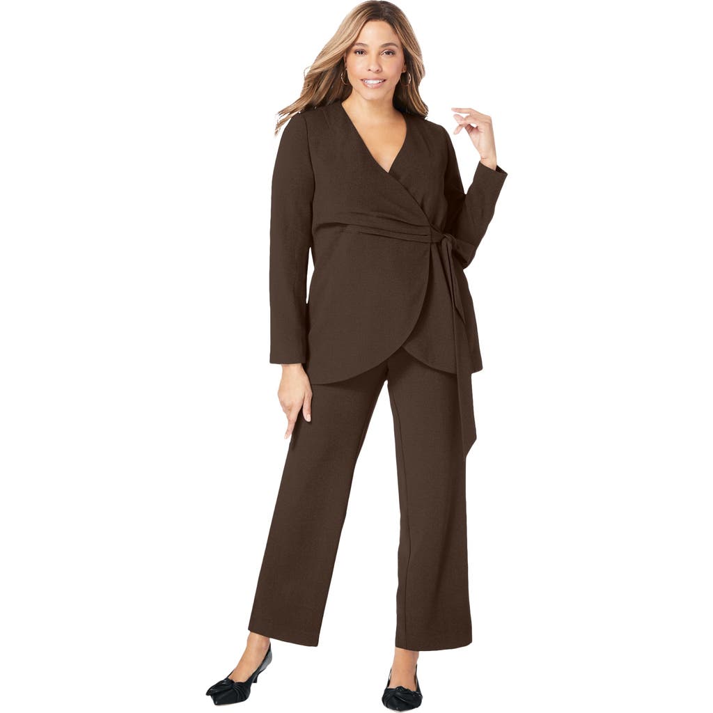Jessica London 2-Piece Faux Wrap Pantsuit in Chocolate  product