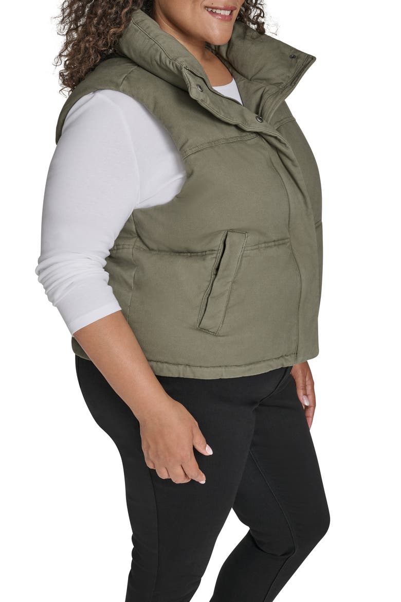 Cotton Crop Puffer Vest, Alternate, color, LIGHT OLIVE