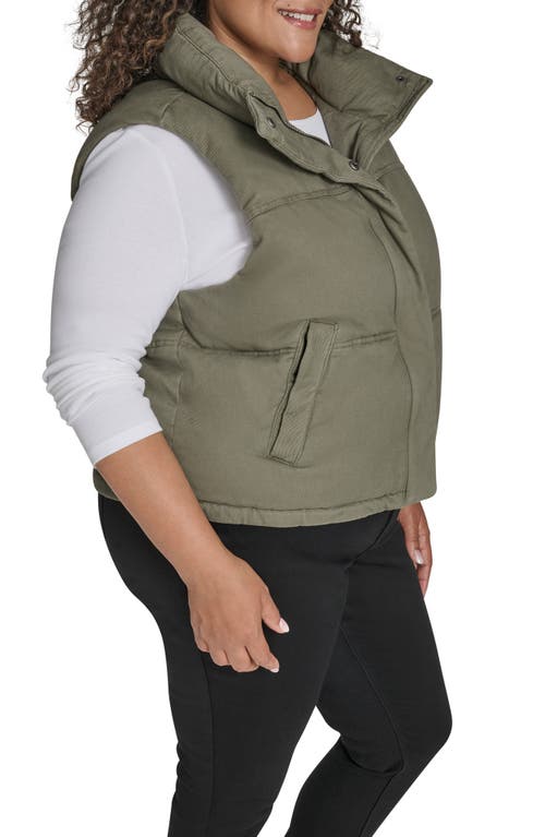 Levi's Cotton Crop Puffer Vest In Green