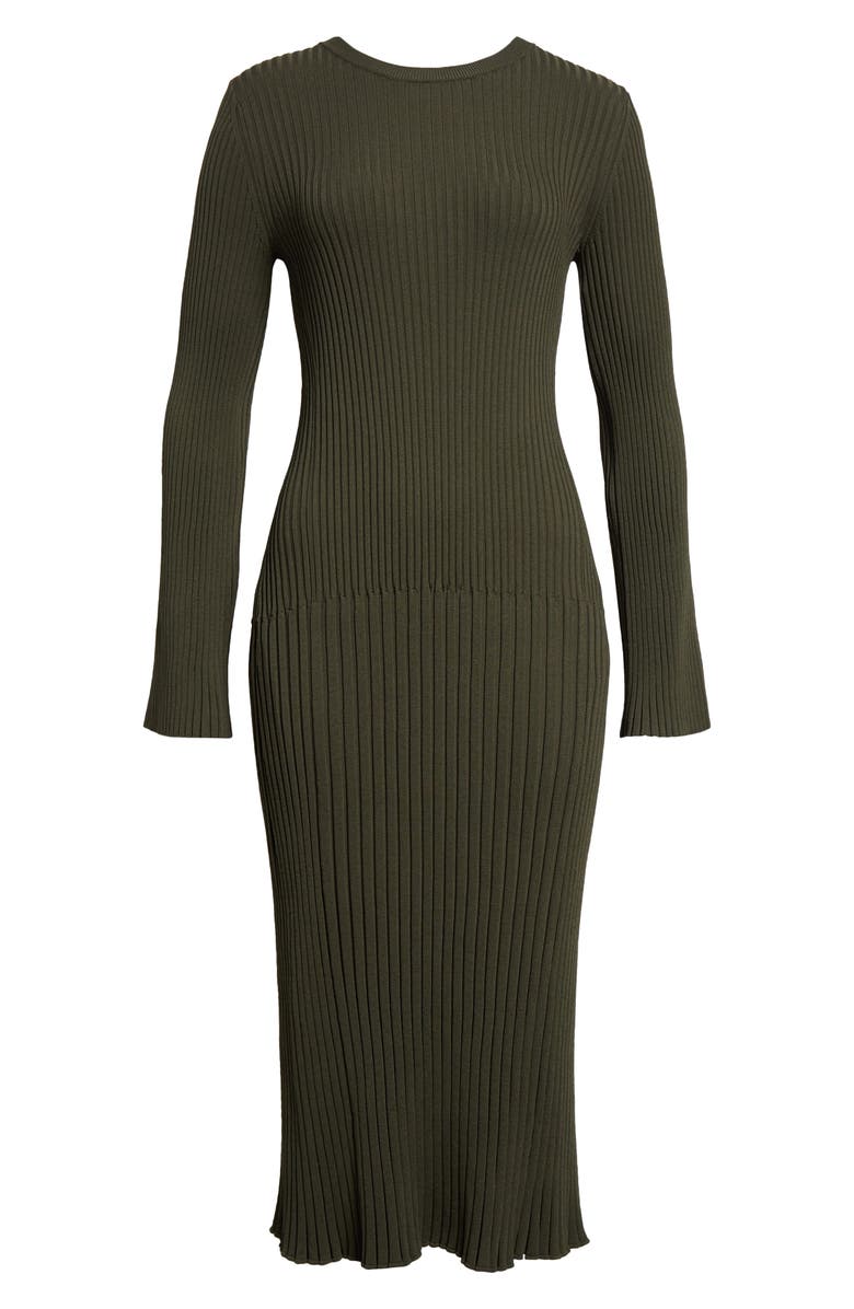 Proenza Schouler Kenna Long Sleeve Rib Midi Dress, Alternate, color,