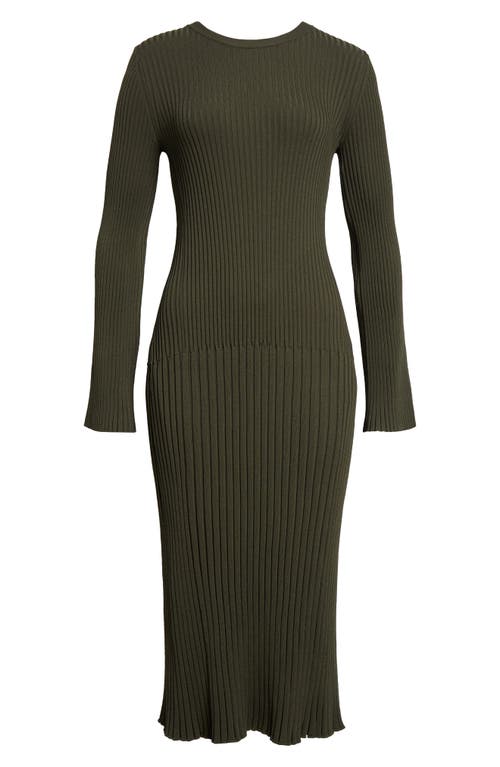 Proenza Schouler Kenna Midweight Viscose Rib Midi Dress In Fatigue