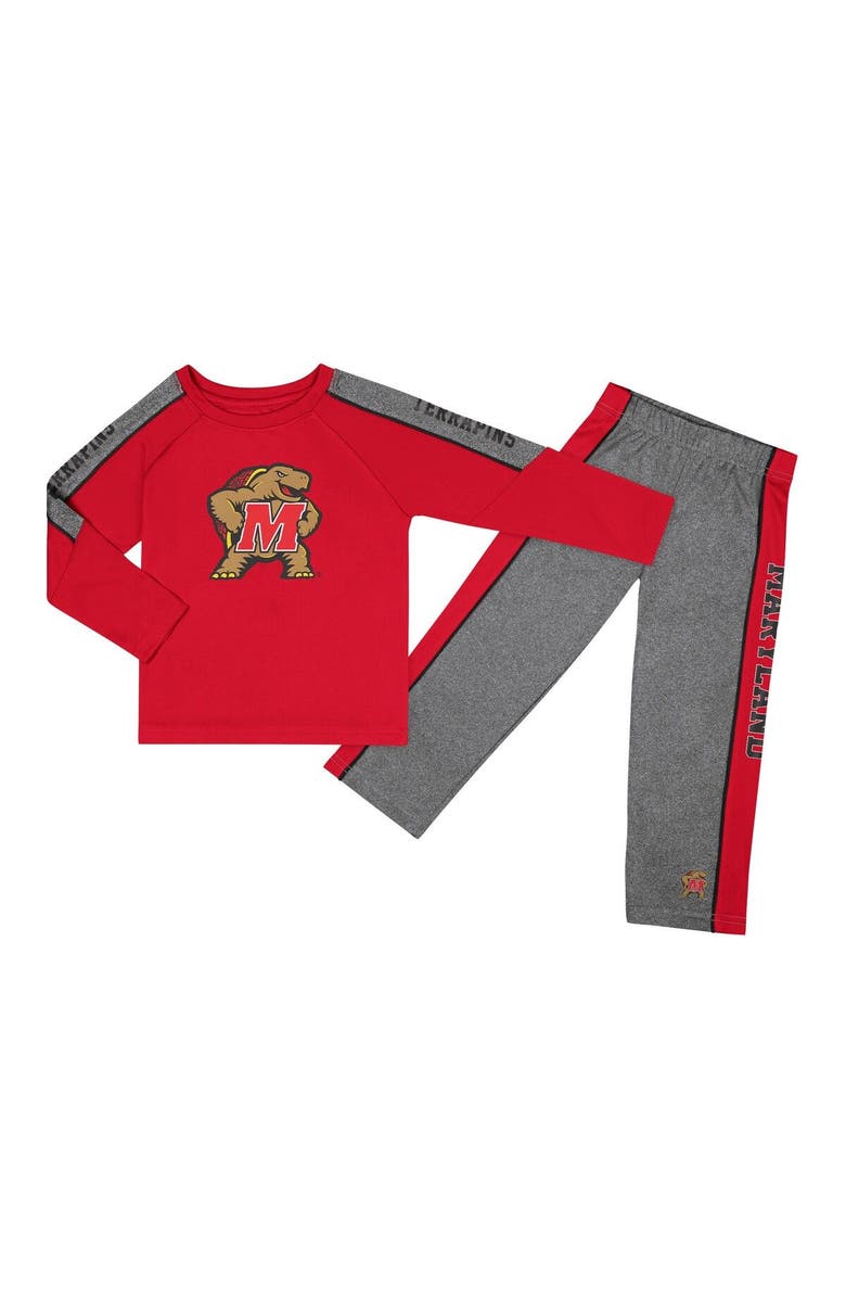 COLOSSEUM Toddler Colosseum Red/Heather Gray Maryland Terrapins Logo Raglan Long Sleeve T-Shirt & Pants Set, Alternate, color,