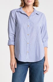 beachlunchlounge Bentley Stripe Long Sleeve Cotton Button-Up Shirt