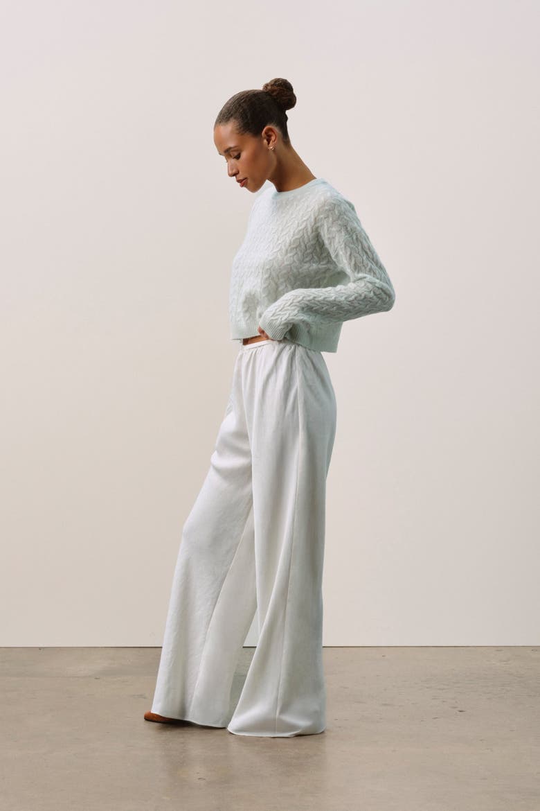 CHRISSY CROPPED CABLE KNIT SWEATER, Alternate, color, Jadite