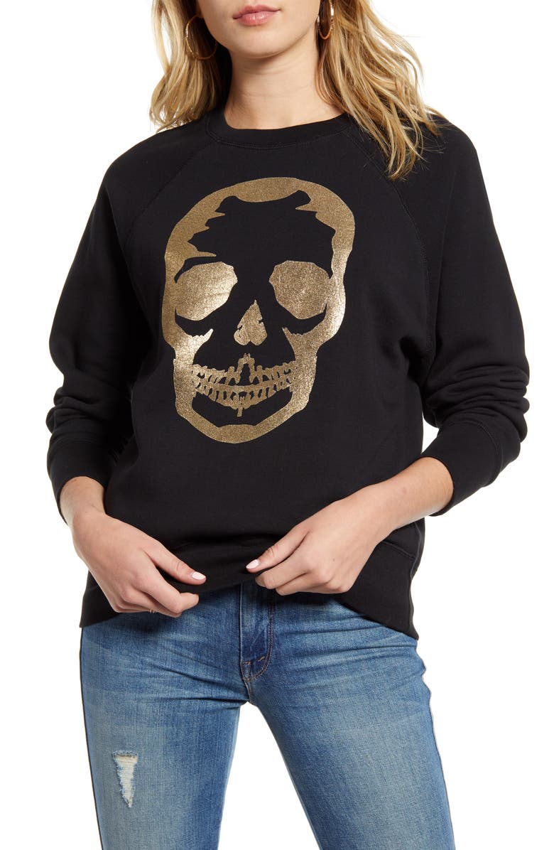 Zadig & Voltaire Metallic Skull Sweatshirt, Main, color, 