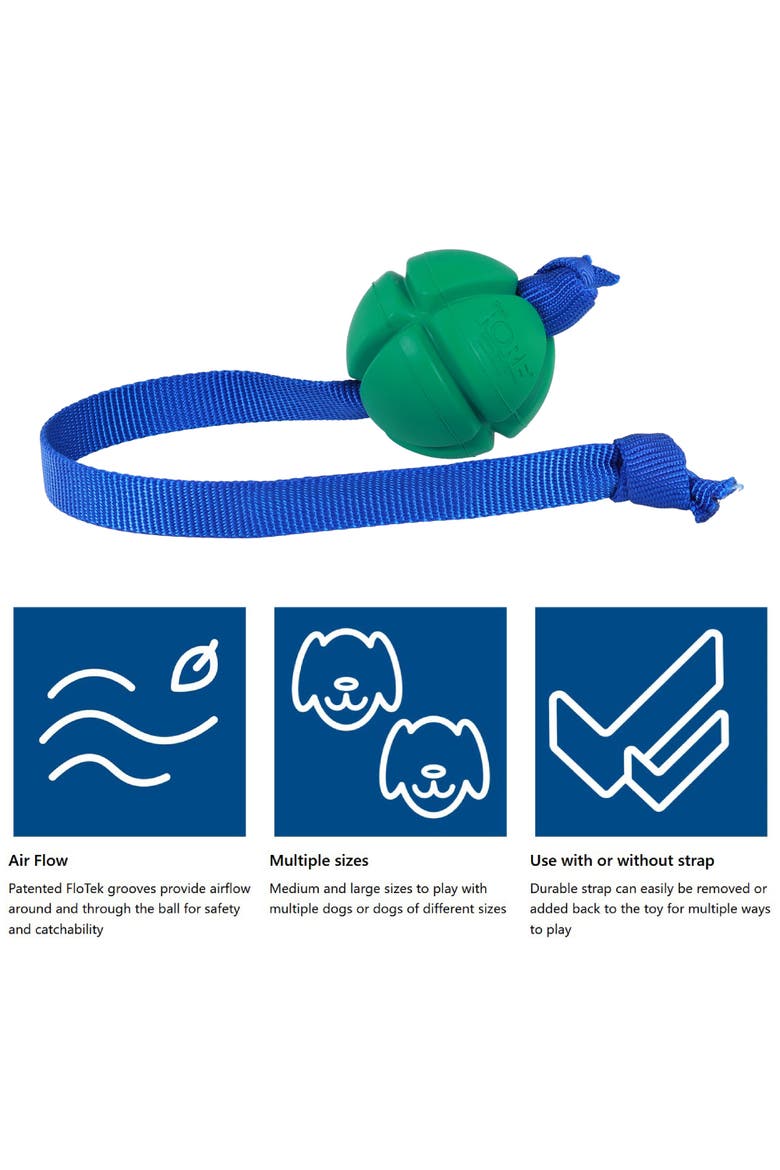 FloTex Tug, Medium, 2.5 Inch, Green, Rubber Dog Toy, Alternate, color, Green