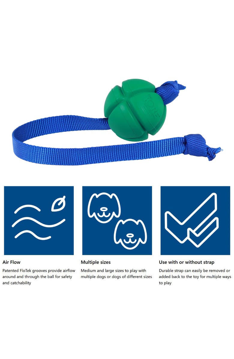 PetKORE FloTex Tug, Medium, 2.5 Inch, Green, Rubber Dog Toy, Alternate, color, Green