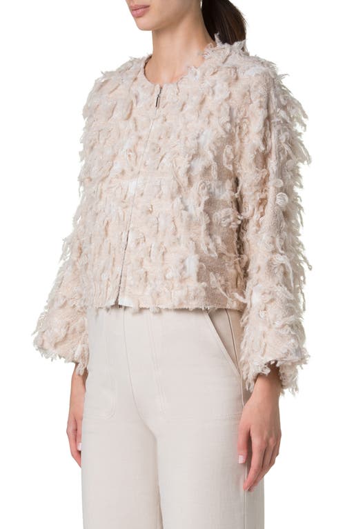 Shop Akris Alida 3d Jacquard Crop Jacket In Greige
