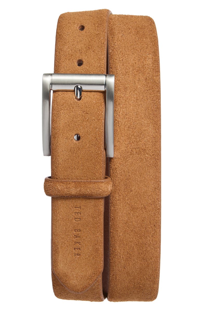 Ted Baker London Suede Leather Belt, Main, color, Cognac