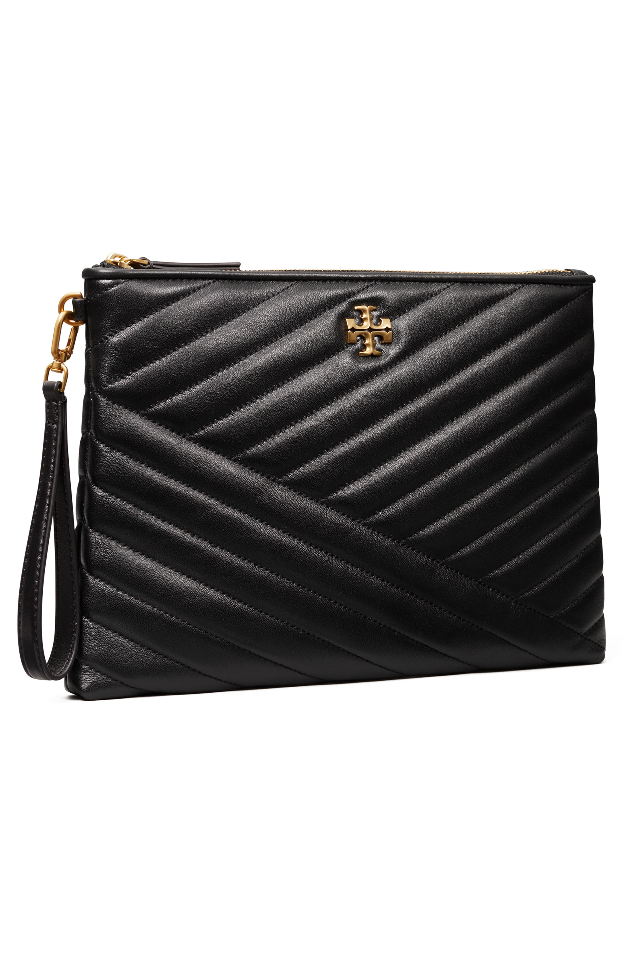 Tory Burch Kira Chevron Quilted Leather Pouch, Alternate, color, 