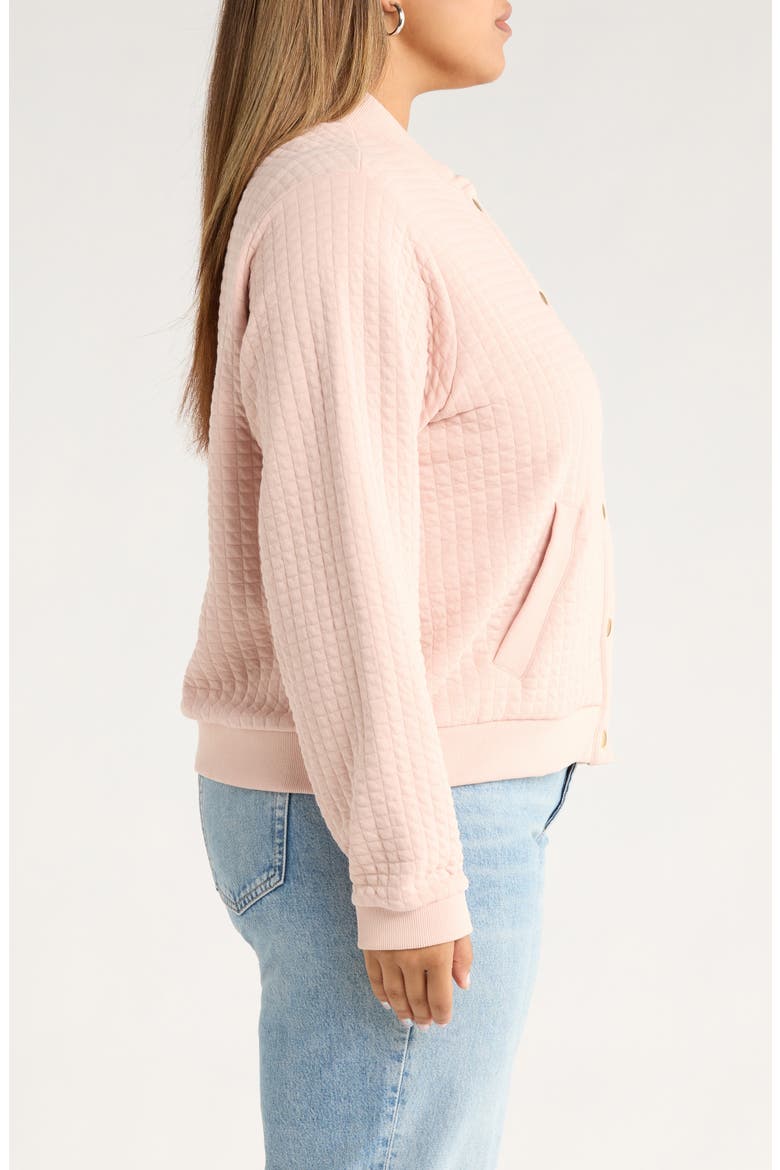 Quilted Cotton Bomber Jacket, Alternate, color, PINK SMOKE