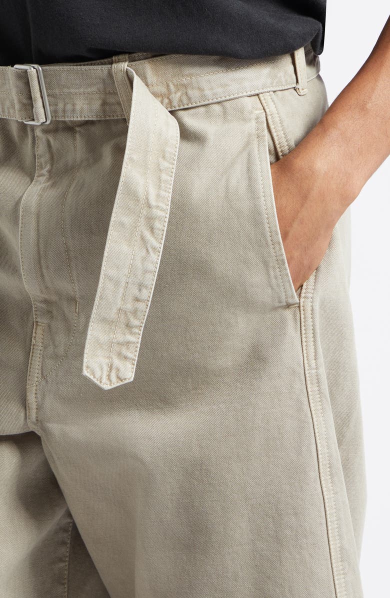 Lemaire Belted Denim Bermuda Shorts, Alternate, color, Moonstone