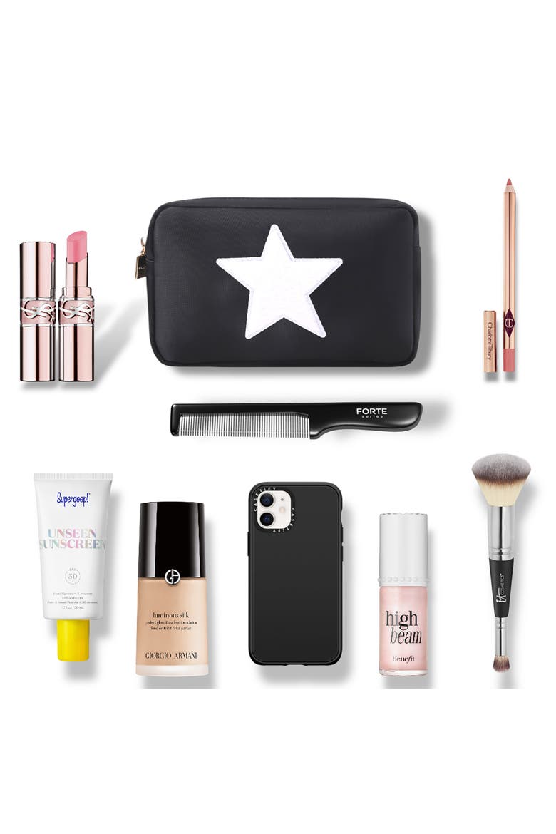 Medium Star Cosmetics Bag, Alternate, color, BLACK/ WHITE
