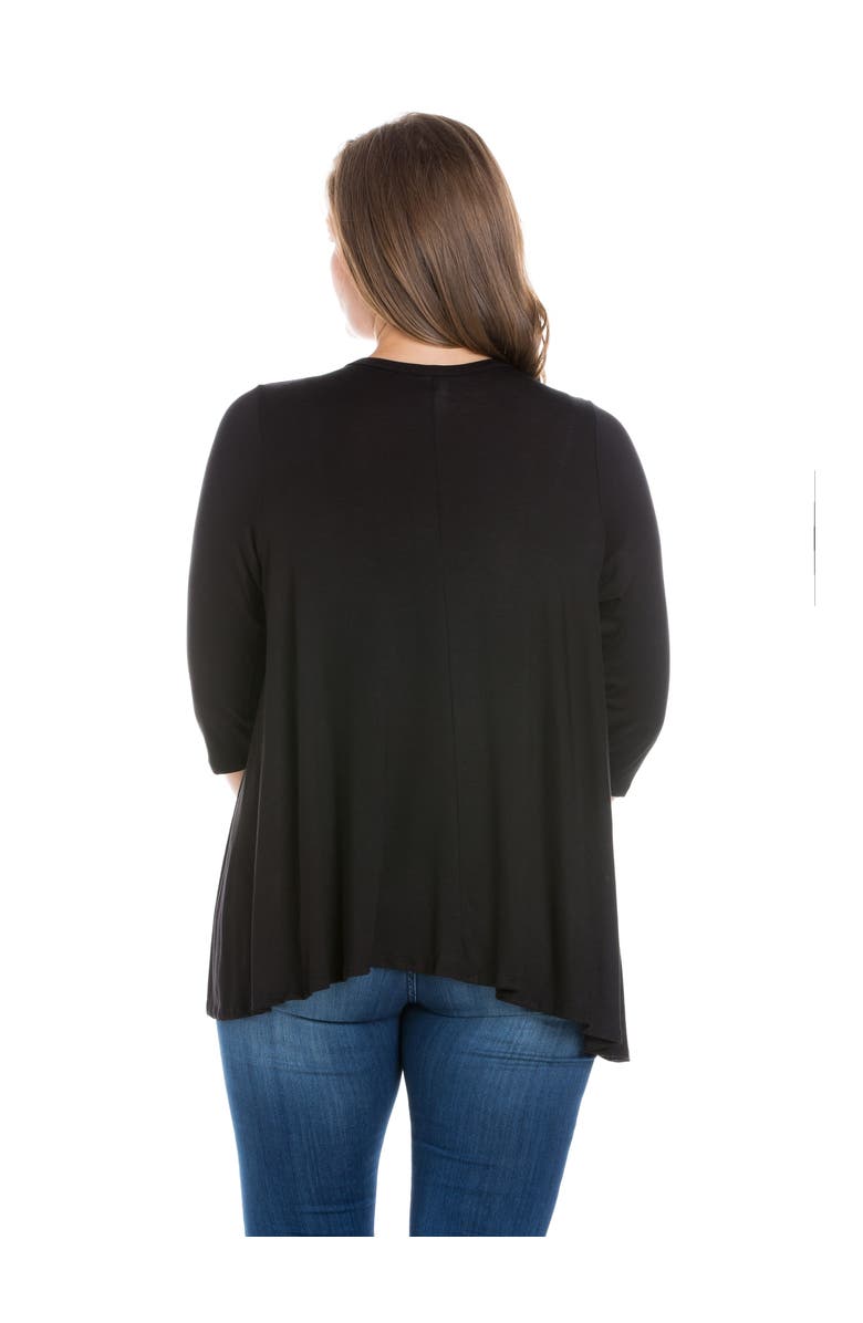24seven Comfort Apparel Elbow Length Sleeve Open Cardigan, Alternate, color, Black
